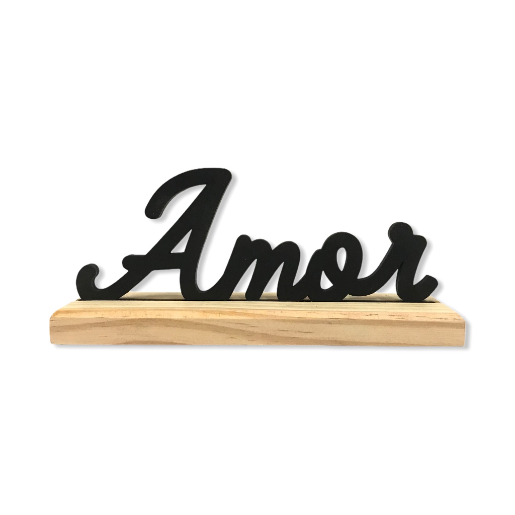 CDA Pedestal Amor Placa Mesa Pedestal Palavras Enfeite Decoração Madeira