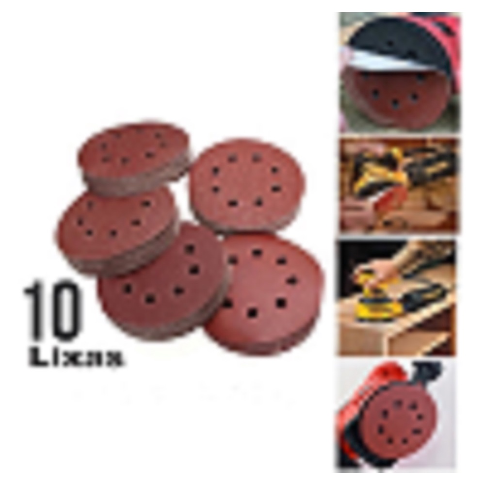 DISCO LIXA 125MM (05" ) GR 100 8FUROS P/LIX EXCENTRICA 10 UNID. 2875  FERTAK em Oferta na Shopee