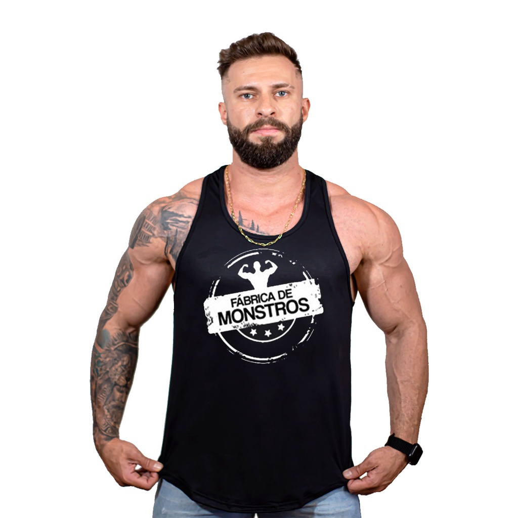 Regata masculina long line fabrica de monstro academia musculação treino
