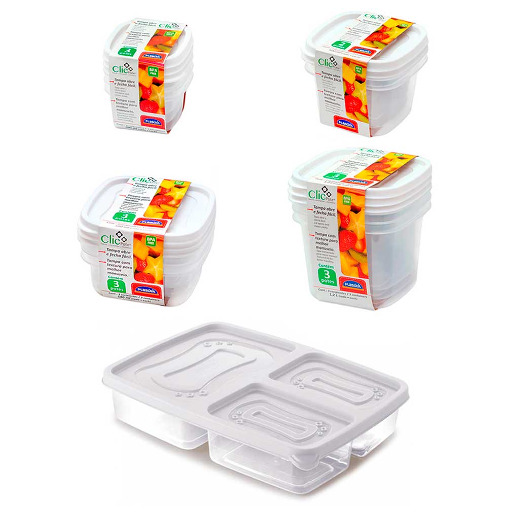 Conjunto 12 potes com tampa vasilha marmita comida alimentos fitness frutas mantimentos porta frios geladeira freezer microondas tapauer tapoer tapuer