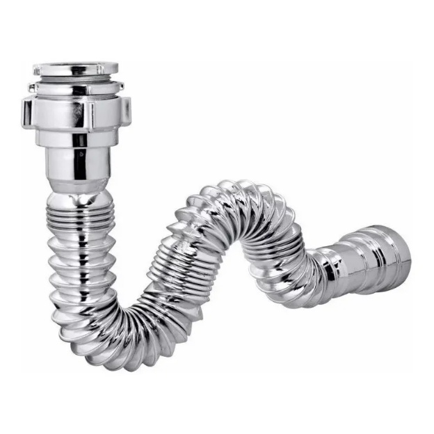 Sifão Sanfonado Simples cromado tubo extensivo metalizado PADOVA