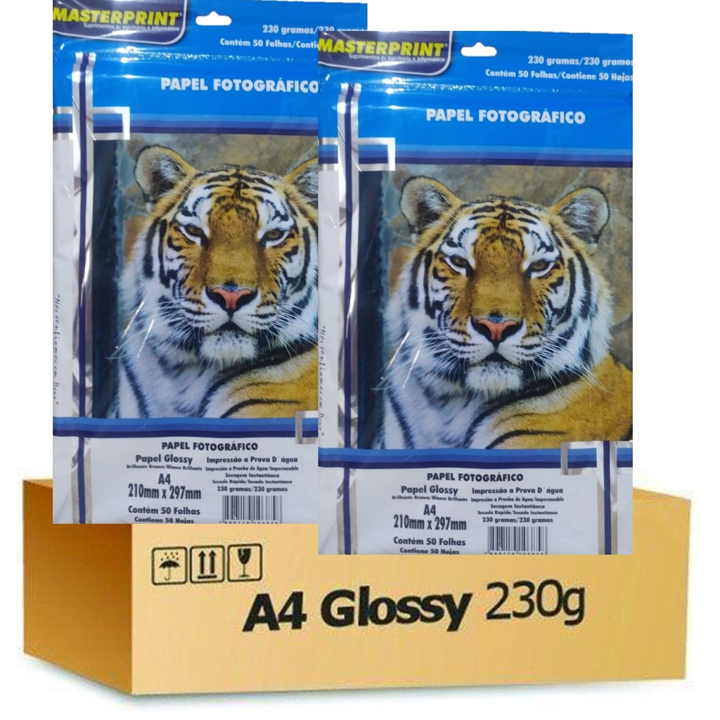 Papel fotográfico Glossy 230g Masterprint 100 folhas em Oferta na Shopee
