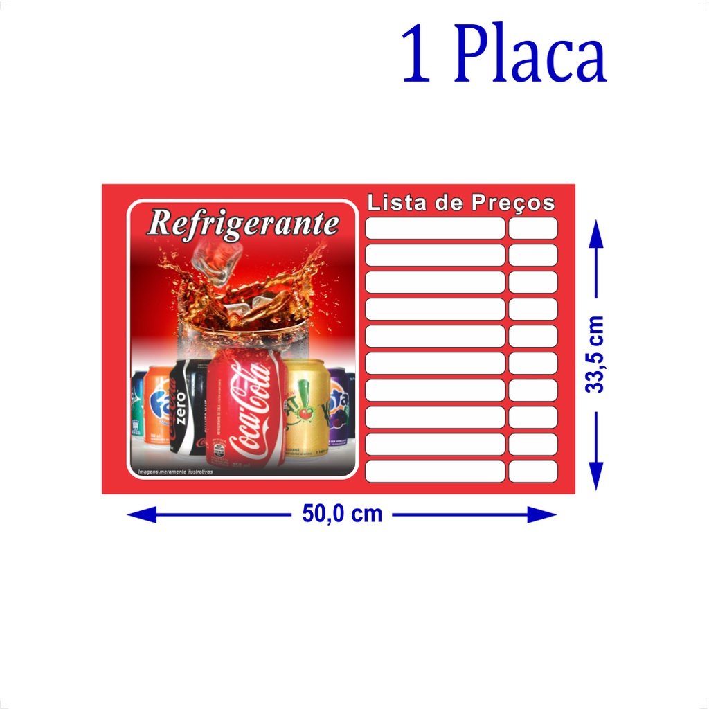 Tabela de Preços em pvc, Placa Refrigerante, Lista Preços Lanchonete, Bebidas, Reutilizável, Ref. 228 em Oferta na Shopee