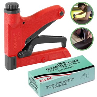 Grampeador Rocama 106/R Com Regulador De Pressão Fixação Madeira Marcenaria Tapeçaria + 3500 Grampos