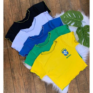 Blusa cropped tshirt copa Brasil