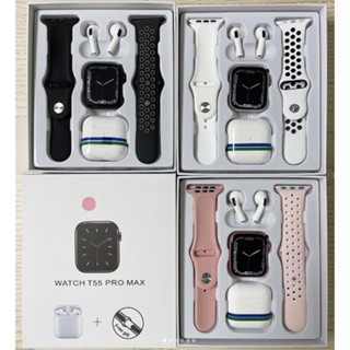 Fone De Ouvido T55 Pro Max Smart Watch TWS 2 Em 1 BT Chamada Reloj 1.7 Polegadas