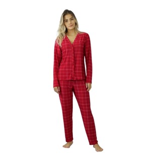Pijama Longo De Liganete Inverno Com Botões