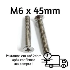 Parafuso Máquina Cabeça Chata Phillips M6 X 45mm Inox