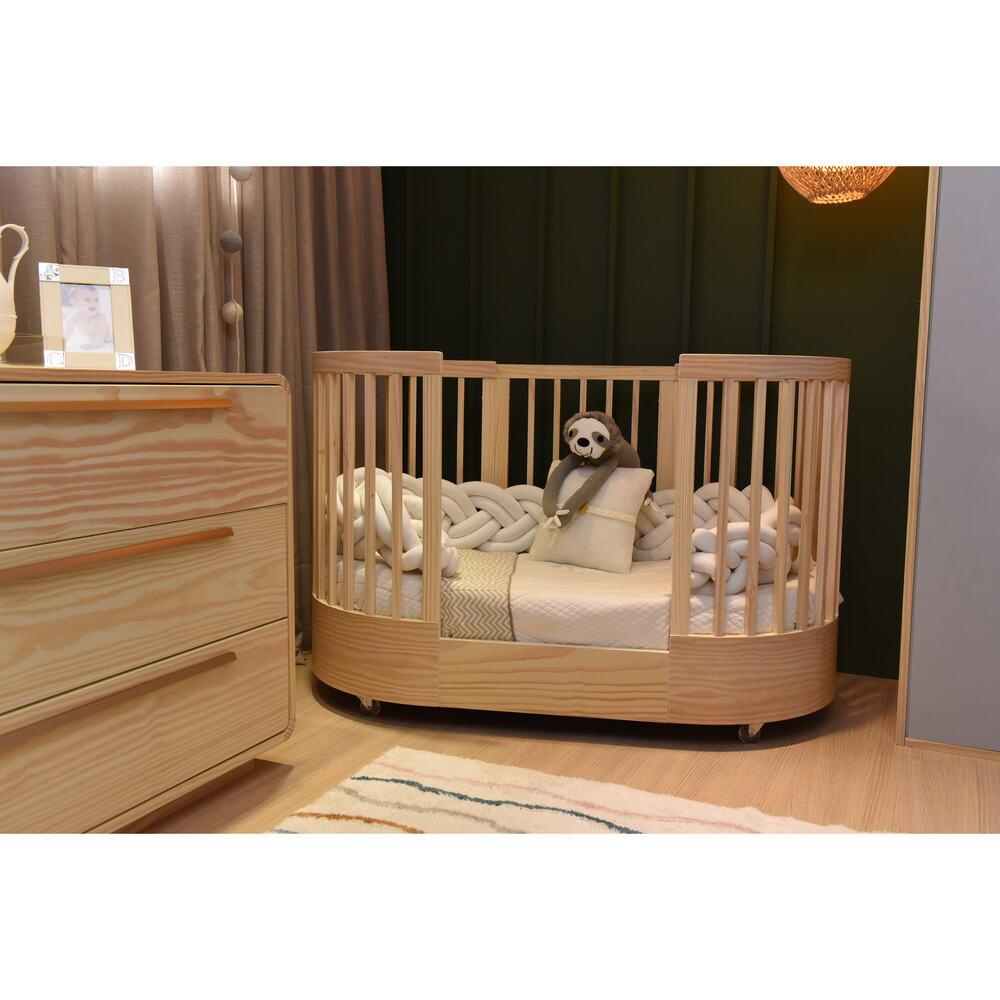 Berço Redondo Evolutivo 3 em 1 Wave Nature | Mini Berço + Berço + Mini Cama | MDF/Madeira em Oferta na Shopee