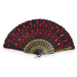 Leque Pomba Gira Cigana Luxo Paetê Cores Umbanda Candomblé Vermelho em Oferta na Shopee