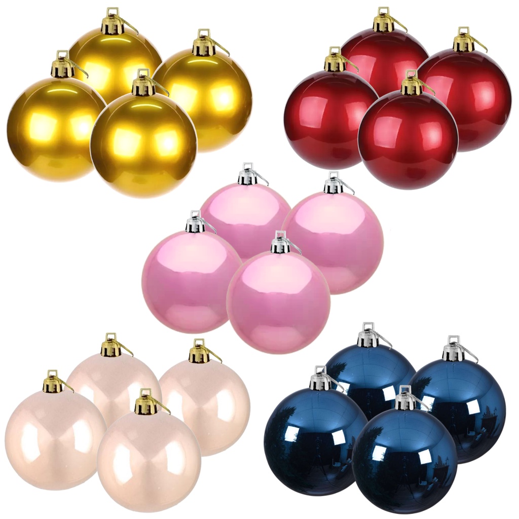 Kit 24 Bola Bolinha 4cm Enfeite Pendurar Árvore Natal Festa Guirlanda Conjunto Brilhante Lisa Cor Vermelha/Dourada/Azul Escuro/Champagne