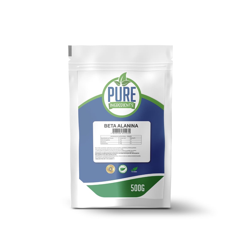 Beta Alanina 500g 100% Pura C/ Certificado Pure Ingredient's