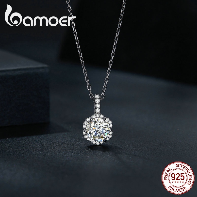 Bamoer 925 Silver 1 Carat Moissanite Colar D Colorido VVS1 Premium Corte Fashion Joalheria Presente Para Meninas E Mulheres em Oferta na Shopee