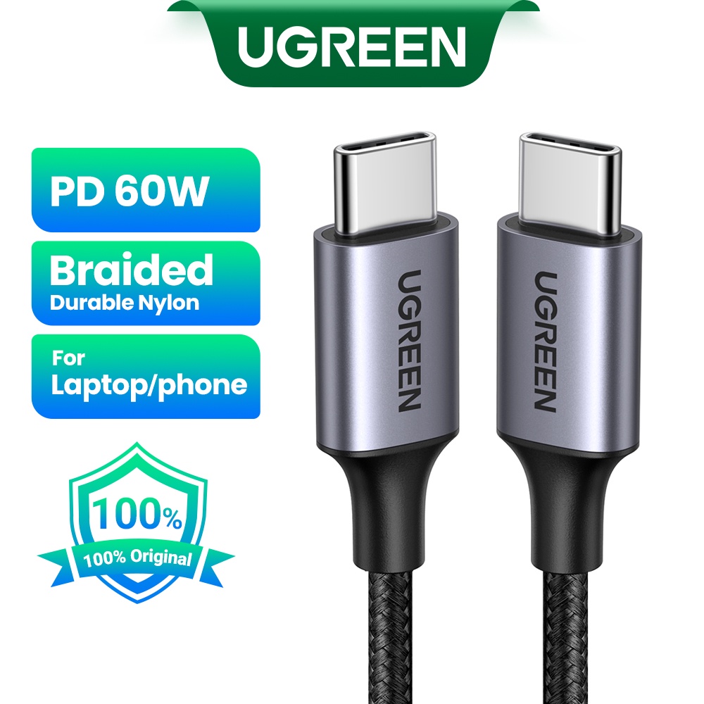 UGREEN USB cabo carregador rápido  tipo C para USB C PD 60W para Samsung Galaxy S9 S8