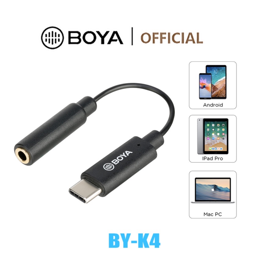 BOYA BY-K4 3.5mm (Fêmea) Para Adaptador De Áudio Tipo C (Macho DJI OSMO Ação 3 Telefones Android Dispositivos USB-Fone De Ouvido Usando - Audio