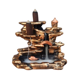 Incensario Cascata Oriental Cone Vareta Resina Dourado em Oferta na Shopee