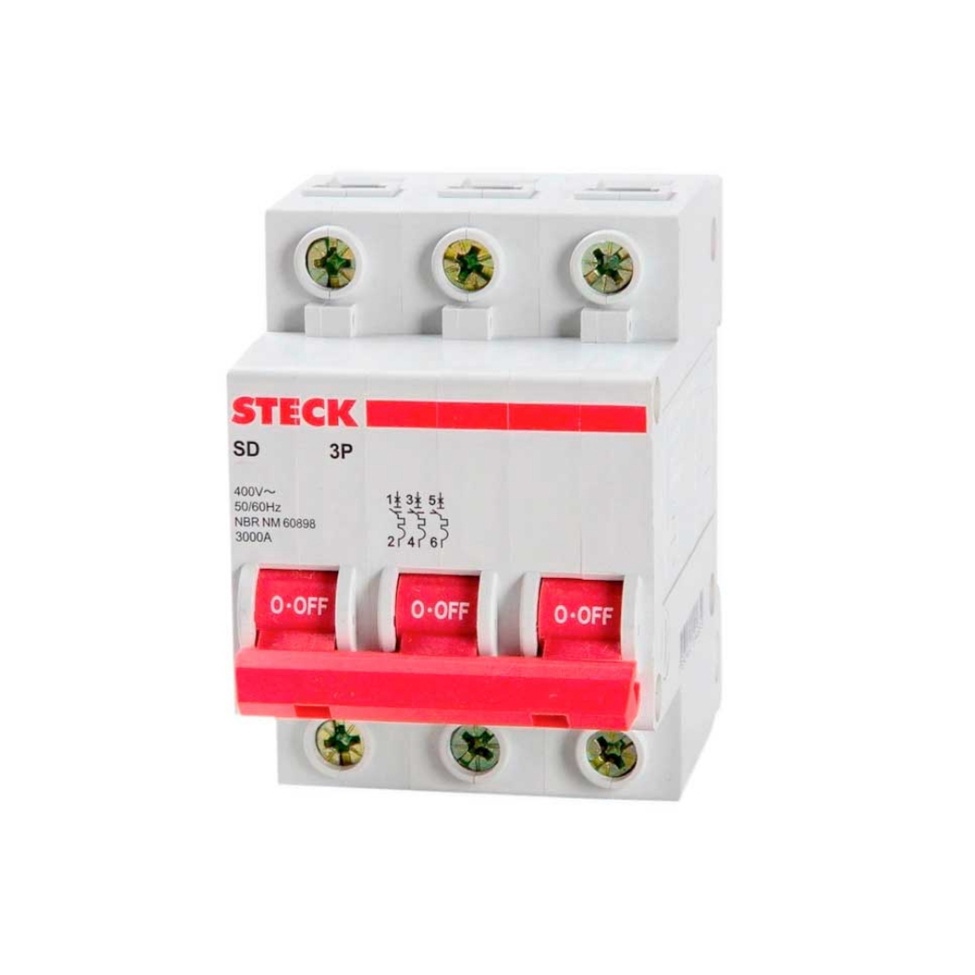 Disjuntor Tripolar Din STECK 02A/04A/06A/10A/16A/20A/25A/32A/40A/50A/63A/70A/80A/100A Curva C