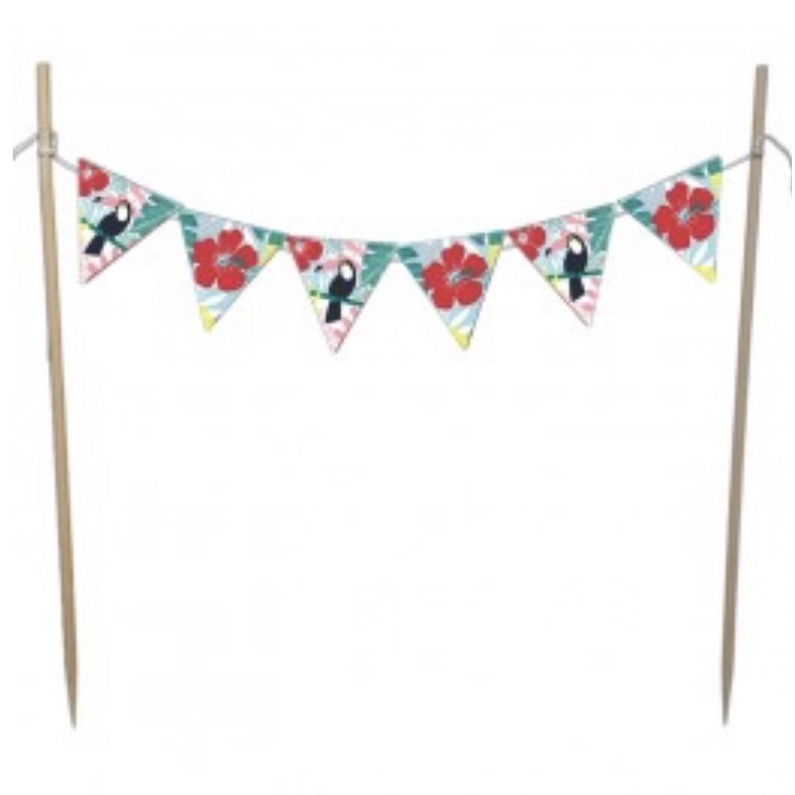 Topo de Bolo Tropical Tucano Mini Bandeirinhas