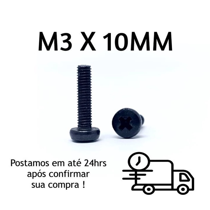 20 Peças Parafuso Panela Phillips M3 X 10mm Oxidado Preto
