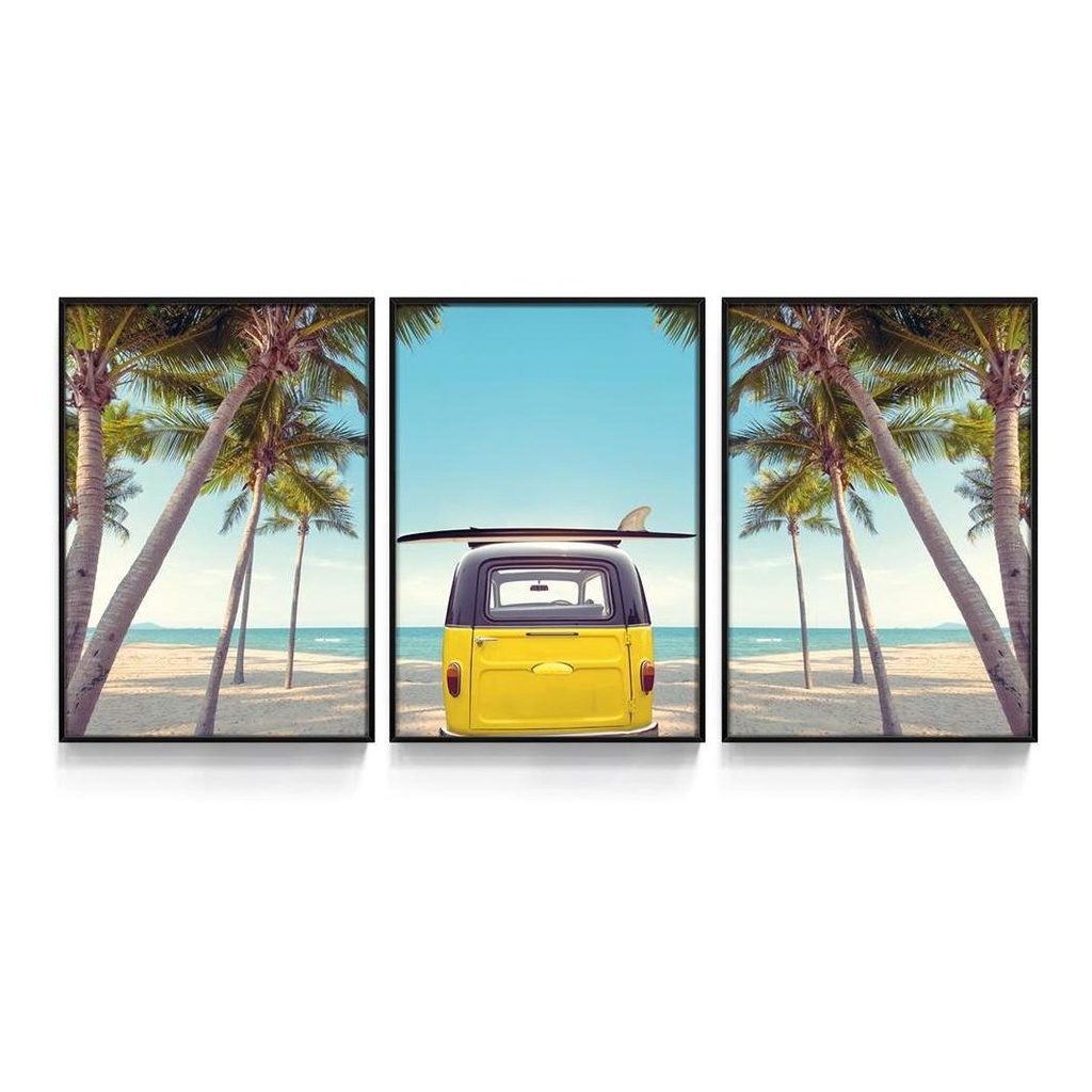 Quadro Decorativo Surf Kombi Amarela Praia Hall Sala Quarto