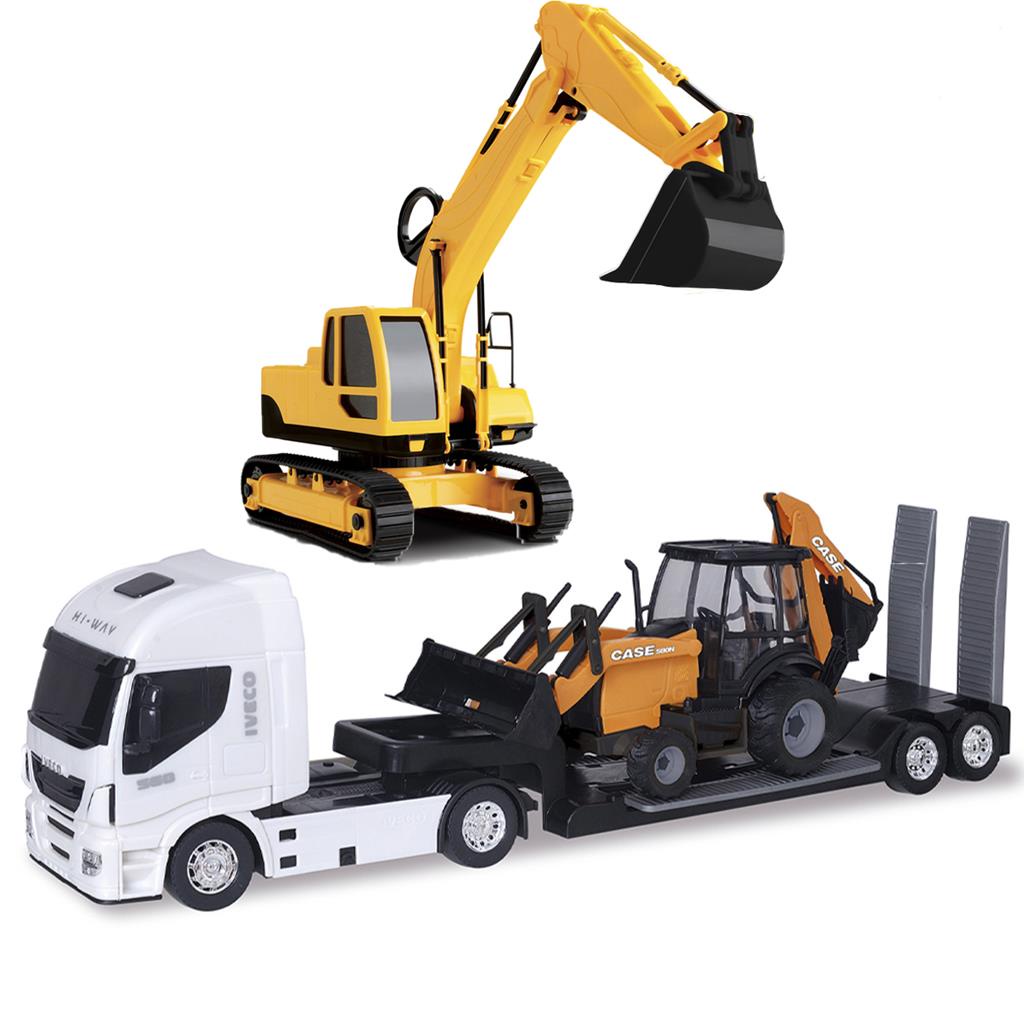 Kit Caminhao De Brinquedo Iveco Hi-way + Escavadeira Infantil Usual ...