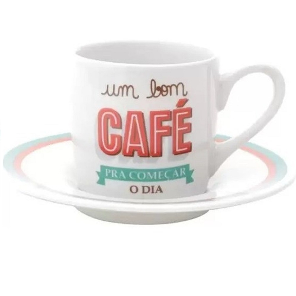 JG 6 XICARAS PARA CAFÉ PORCELANA BOM DIA 90ML 8333