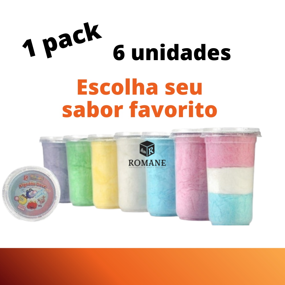 6 Copos de Algodão Doce Candy Cotton Buschle  20g em Oferta na Shopee