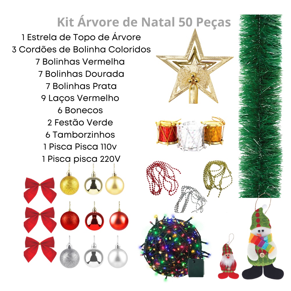 Enfeites Árvore de Natal Kit 1 com 50 peças Bolinha Pisca Pisca | Shopee  Brasil