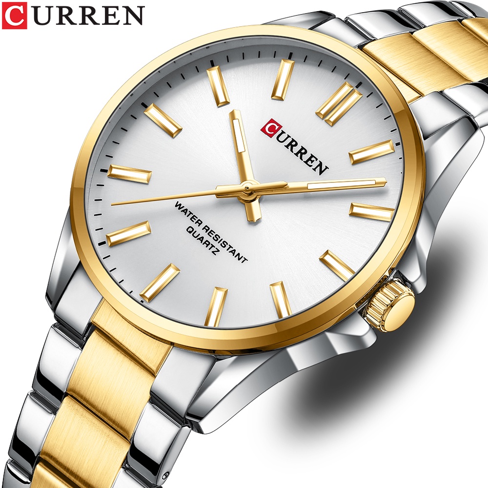 CURREN Relógio Masculino Original Nova Moda Simples Aço Inoxidável Apontador Luminoso Mostrador Quartzo Impermeável Negócios Casual Esportes 9090 X