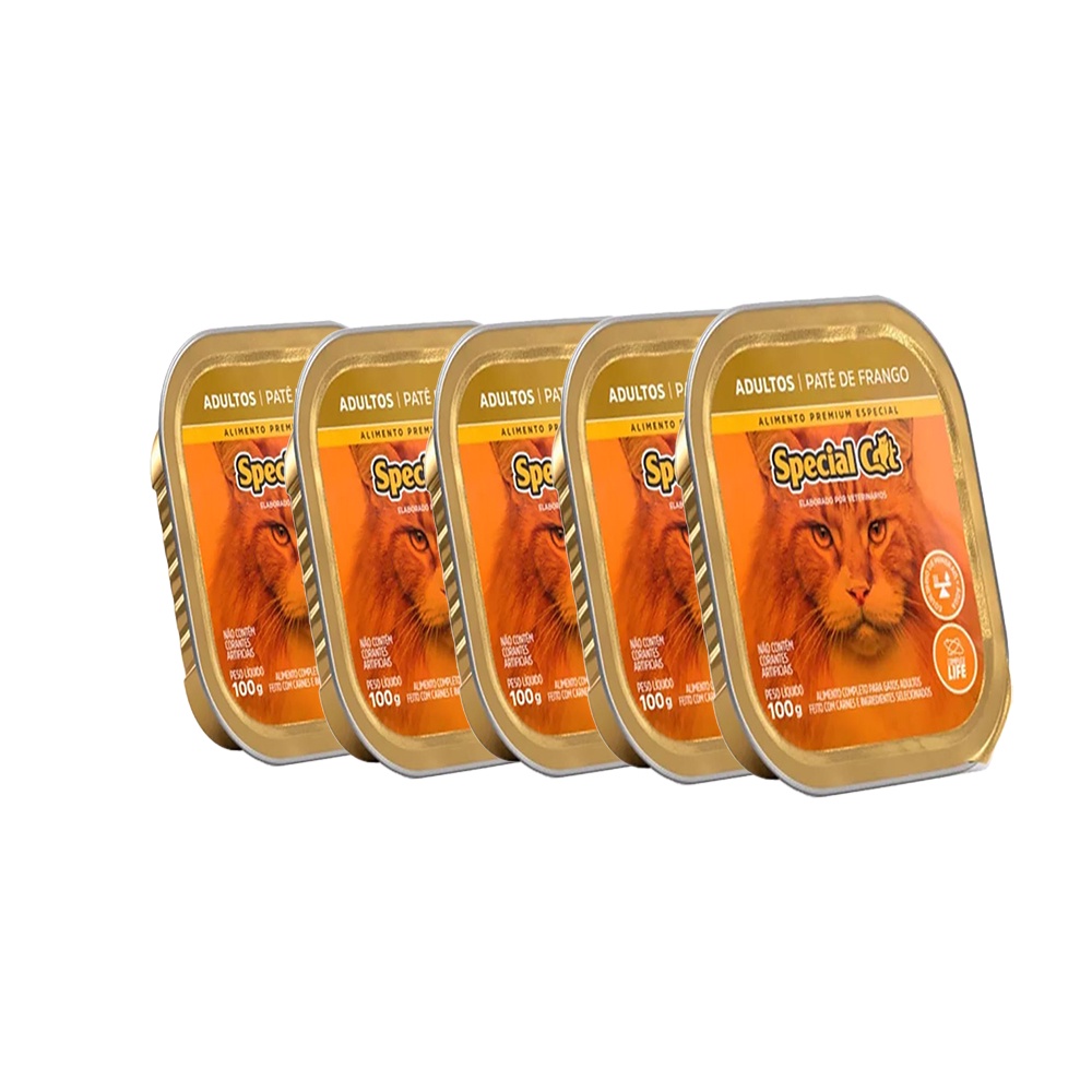5 und. Ração Special Cat Patê Gatos Adultos Frango 100g em Oferta na Shopee