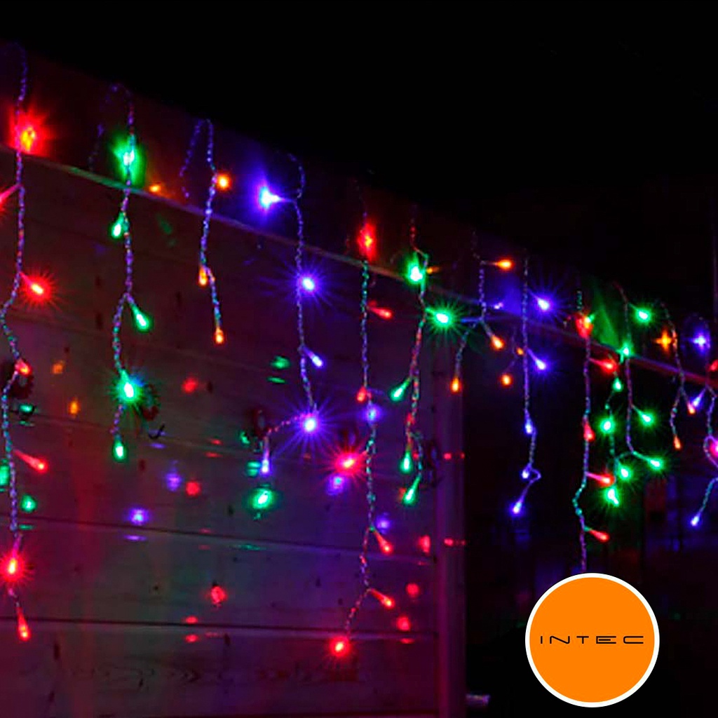 Cascata 5M 110V Funções 200 Led branco frio, branco quente, colorido ou azul c/ fio branco
