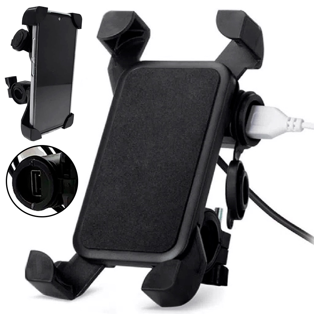 Suporte Carregador Usb de Guidão Garra Para Celular Gps para Guidão Moto Bicicleta Universal Fixa em Oferta na Shopee