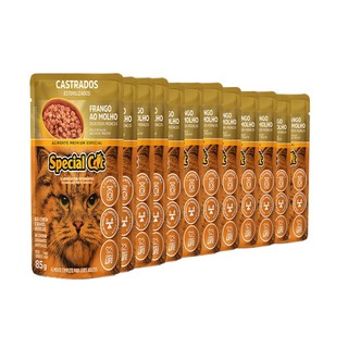 KIT 12 Ração Special Cat Sache Gatos Castrados Frango 85g em Oferta na Shopee