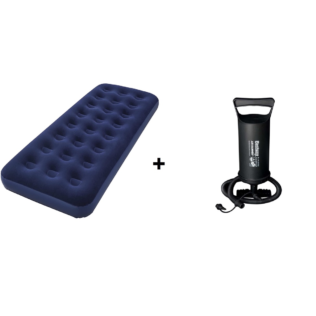 Colchão Inflavel de Solteiro Aveludado Confort Quest + Bomba Manual
