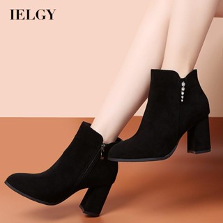 IELGY Botas De Tornozelo Feminina Retrô Combina Com Tudo casual Grosso De Salto Alto