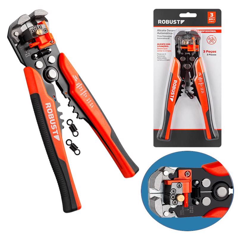 Alicate Desencapador Crimpador e Cortador de Fios Automático 3370163 ROBUST - Home & Living