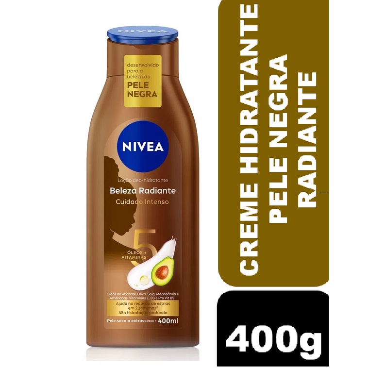 Loção Deo Hidratante Corporal Nivea Beleza Radiante Cuidado intenso Negra 400ml