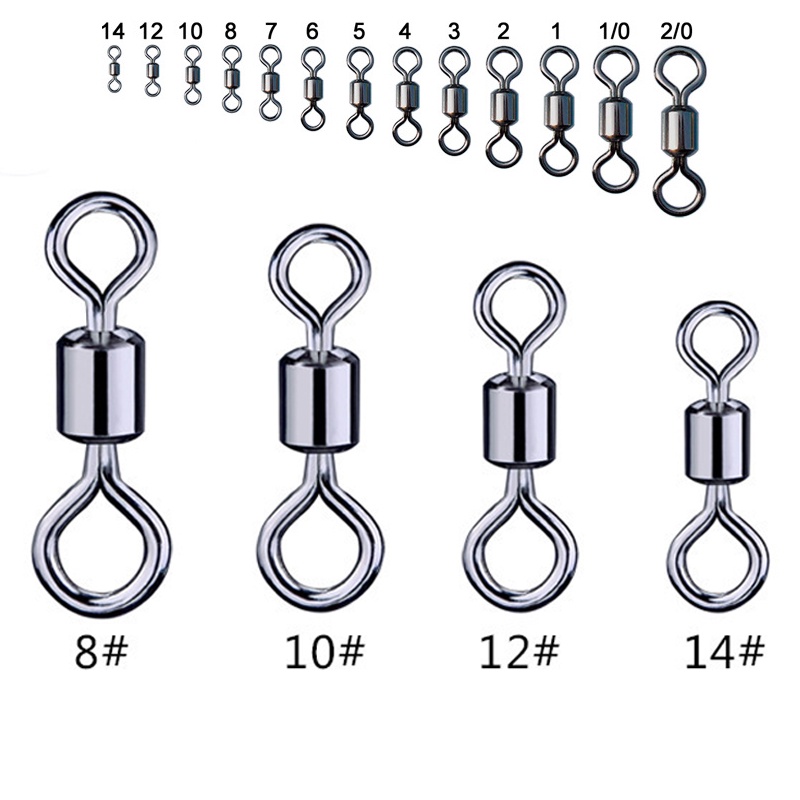 100 Tubos Rotativos De Pesca Aço Inoxidável Linha Níquel Preto Juntas Rotativas Equipamento