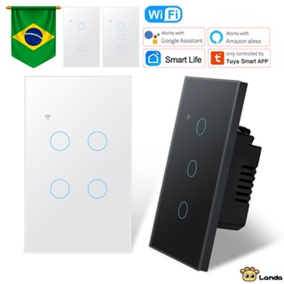 Tuya Wi-fi Inteligente Interruptor de Toque Remoto 1/2/3/4 Gang interruptor de Luz de Controle de Voz Alexa Google LANDA