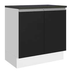 Balcão Armário de Cozinha 100% MDF 80 cm 2 Portas Branco/Preto Acordes Madesa