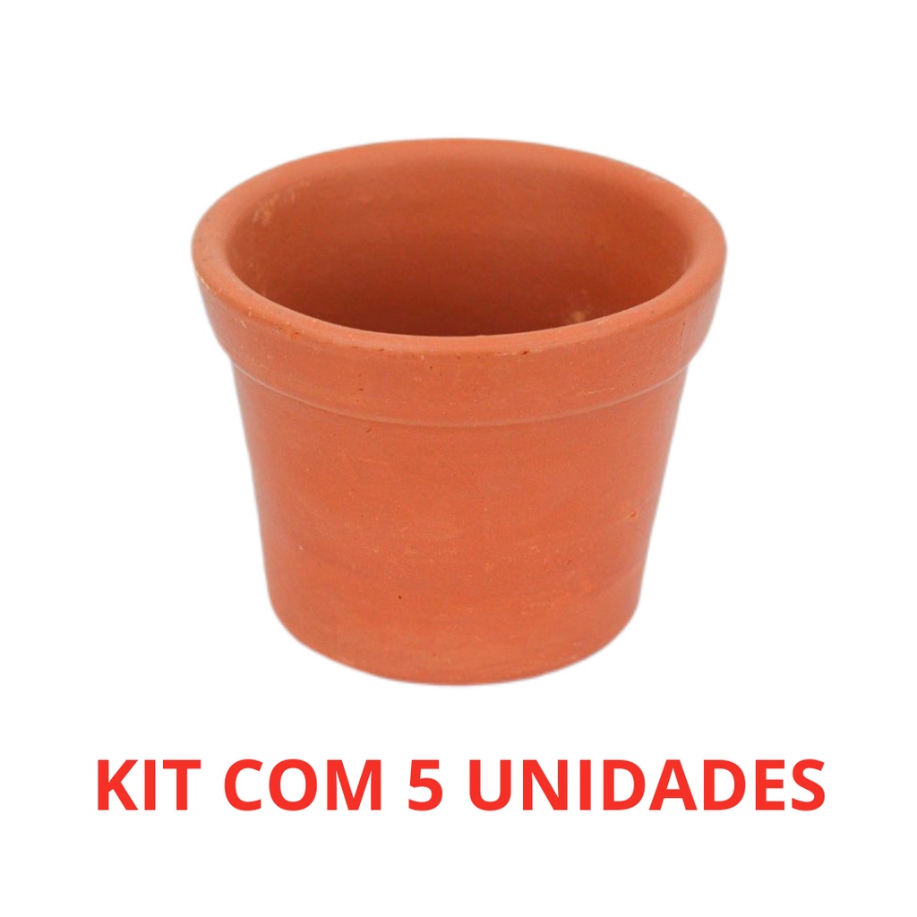 Kit Vaso Cerâmica Barro 12cm Para Jardim Decoração Flores 5un