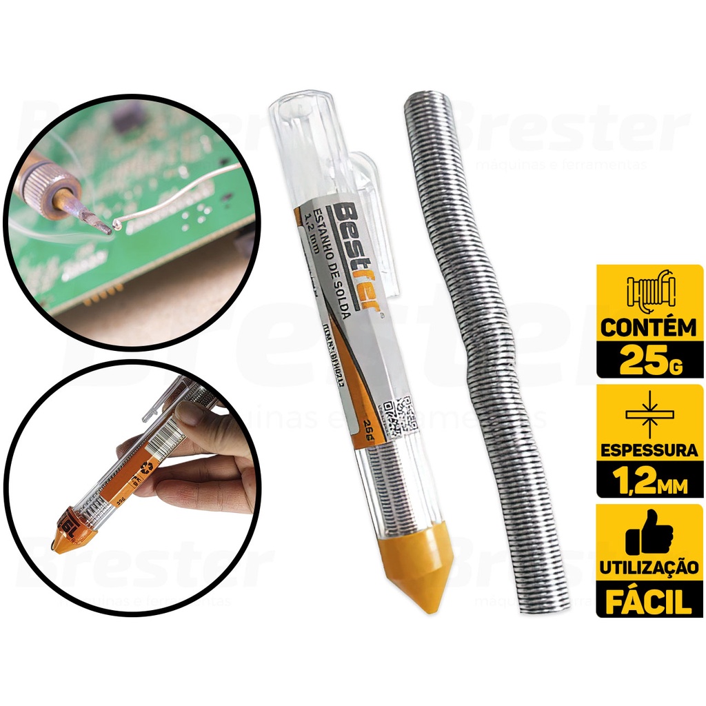Tubo Estanho Para Solda Eletrônica 1,2mm 25g Tubete Bestfer BFH0212 em Oferta na Shopee