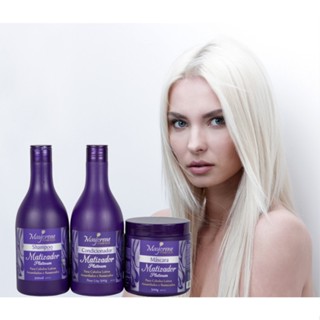 Kit Capilar 3 Potes Shampo + Cond + 500mL Cada Máscara Maycrene Loiro