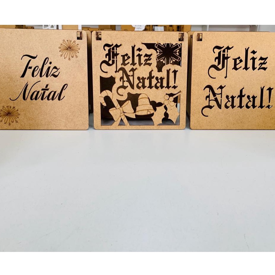 Caixa MDF Cru 3mm Natal Arvore Natal Feliz Natal 15x15 Promoção