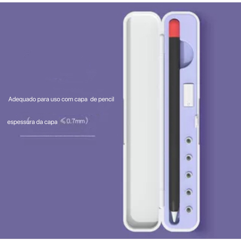 kit 2  Estojo Para Apple Pencil 1 / 2 Geração + Capa silicone para Apple Pencil 