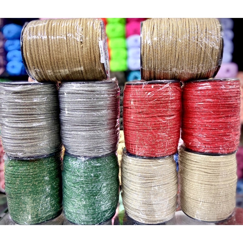 Fio Náutico 4mm com Brilho, Fio Náutico com fio lurex, Fio Náutico com brilho ouro e prata, com 200 metros