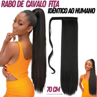 Aplique Rabo De Cavalo Fibra Orgânica Liso e Ondulado