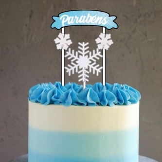 Topo de Bolo Flocos de Neve Frozen