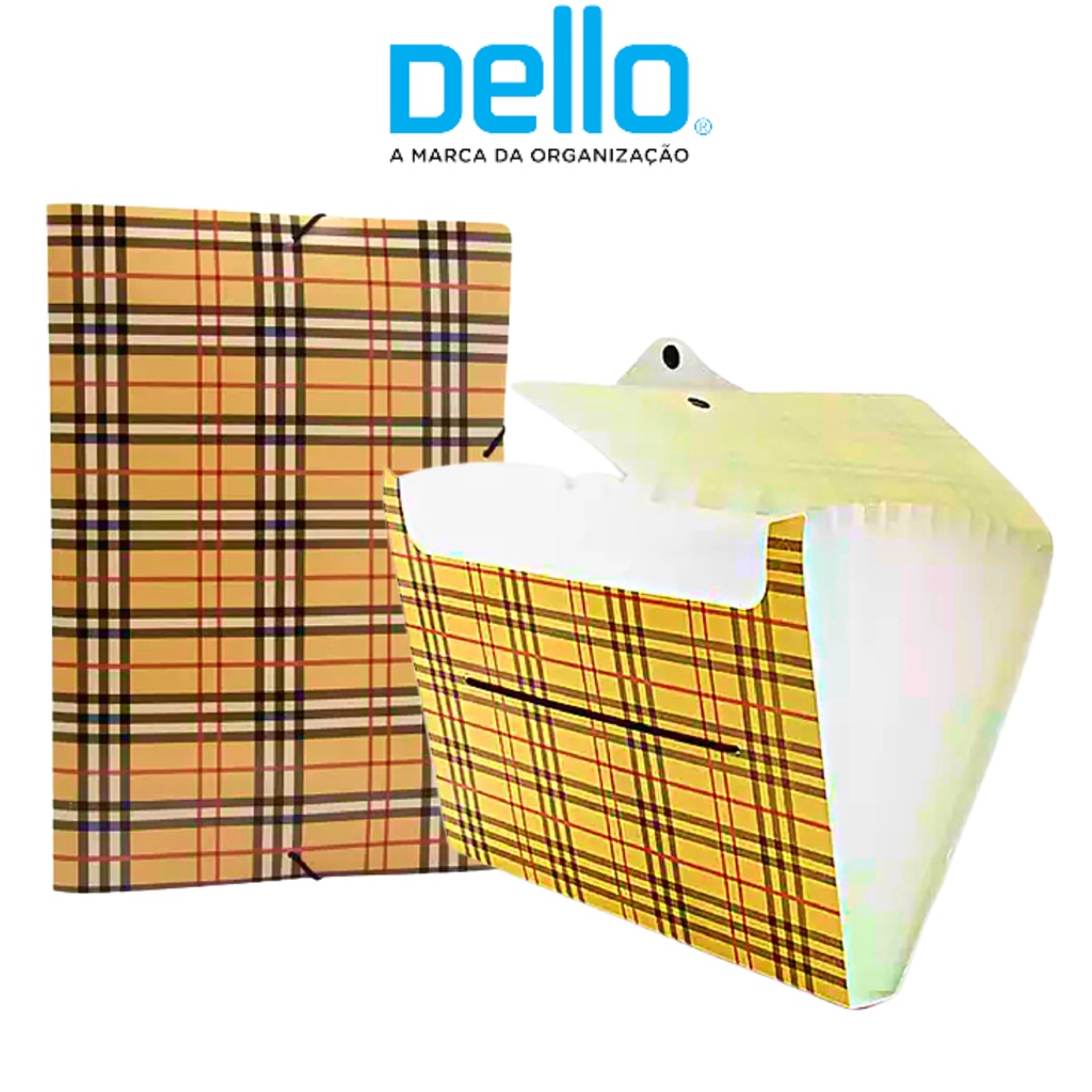 Kit Pasta Sanfonada 12 Divisórias + Pasta Aba A4 Galex Bege - Dello em Oferta na Shopee