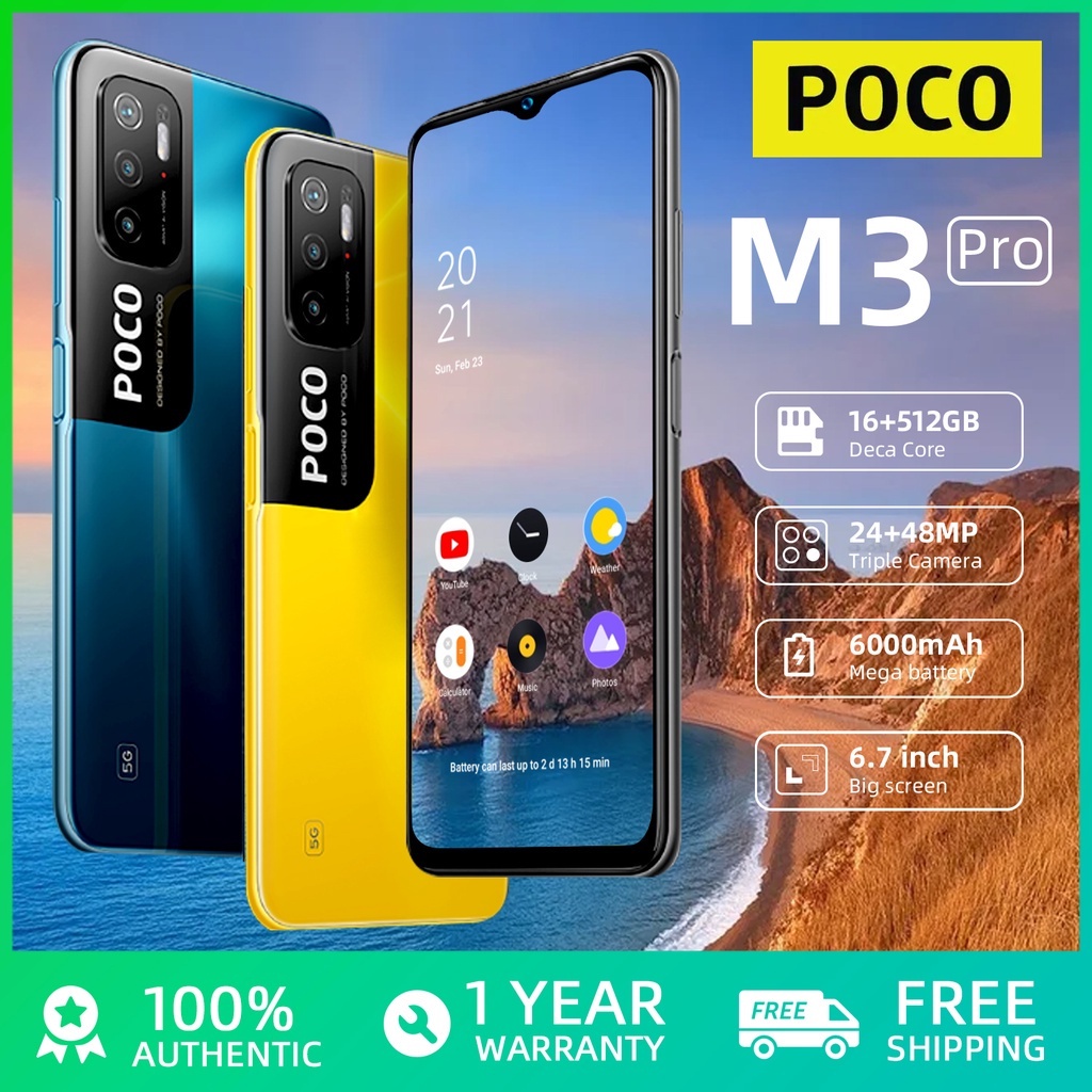 Telefone M3 Pro 16GB + 512GB Celular original 6,7 Polegadas 5G Telefones Celulares Android Dual Sim Smartphone Barato Marca Novo legit Gameing